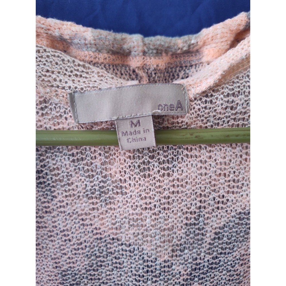 ONE A Open Weave Light Blush Long Cardigan Duster Sweater Long Sleeve Medium - Picture 3 of 6